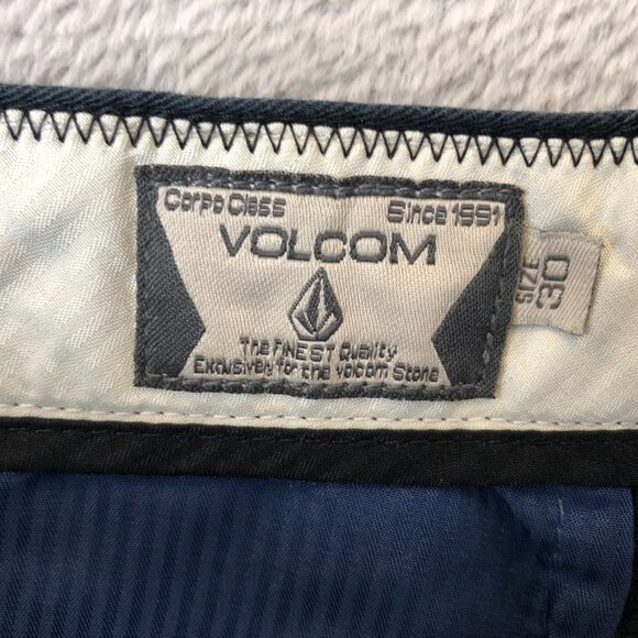 Volcom Mens Chino Shorts Size 30 Flat Front Casula Summer Pockets Black Cotton - Picture 7 of 12